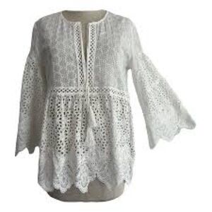 Miss June White Boho Lace Top with Tassels & Bell Sleeves 🤍🌿